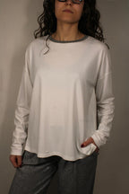 T-SHIRT MANICHE LUNGHE CON DETTAGLI ARGENTO