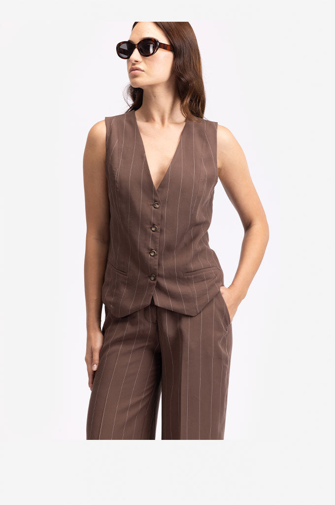 GILET NEUF TENCEL GESSATO